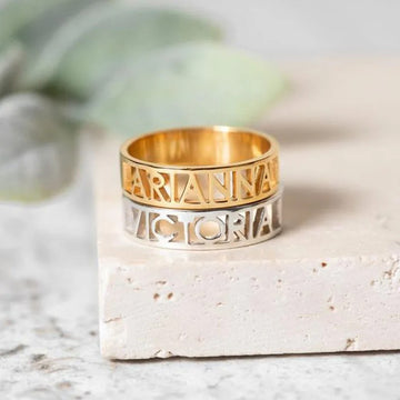 Personalized Engraved Inlay Couple's Rings - Abrahamallen