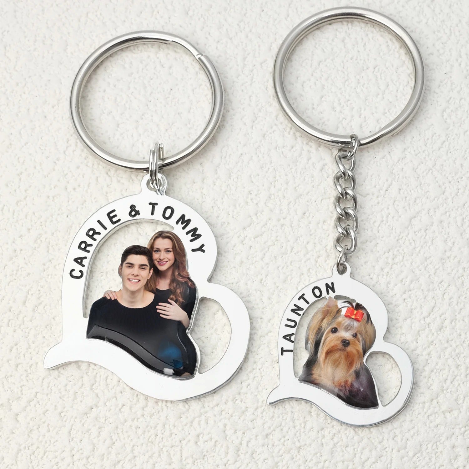 Personalized Hollowed Photo Heart Keychain - Abrahamallen