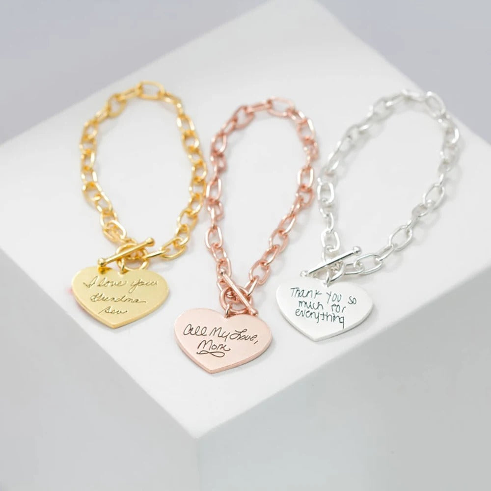 Customized Handwritten Signature Engraveable Message Bracelet - Abrahamallen