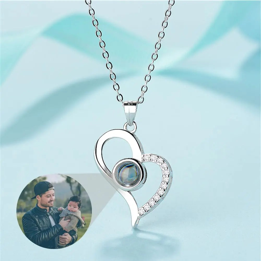 Personalized Photo Heart Pendant Necklace in Sterling Silver - Abrahamallen