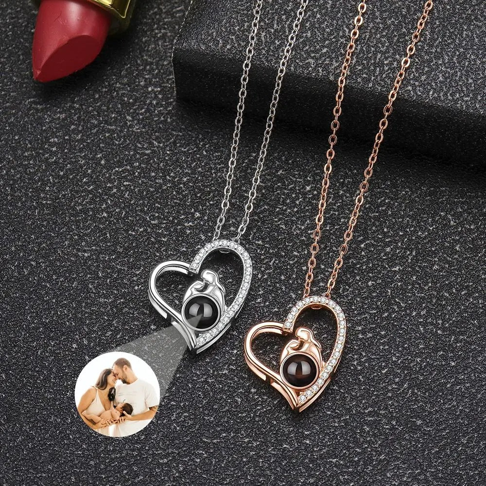 Projection Personalized Heart Photo Pendant Necklace - Abrahamallen