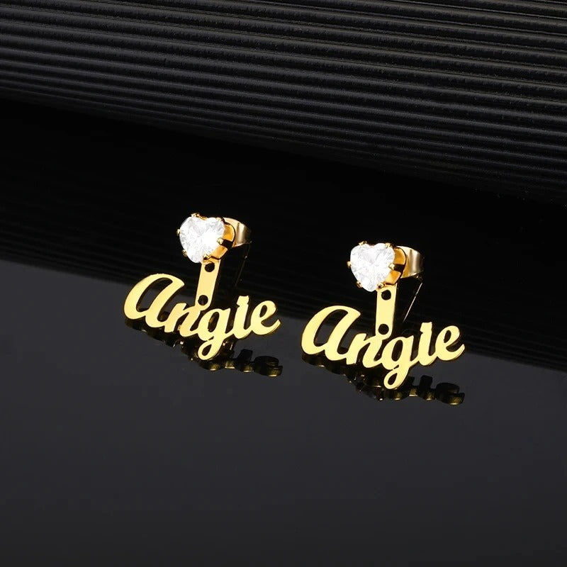 Personalized Rhinestone Stud Name Earrings - Abrahamallen