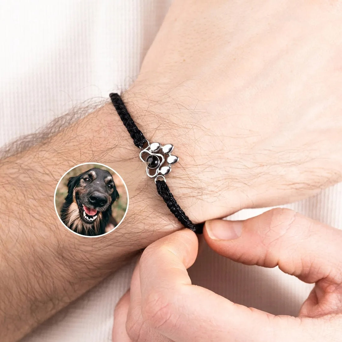 Customized Photo Projection Paw Pendant Threaded Bracelet - Abrahamallen