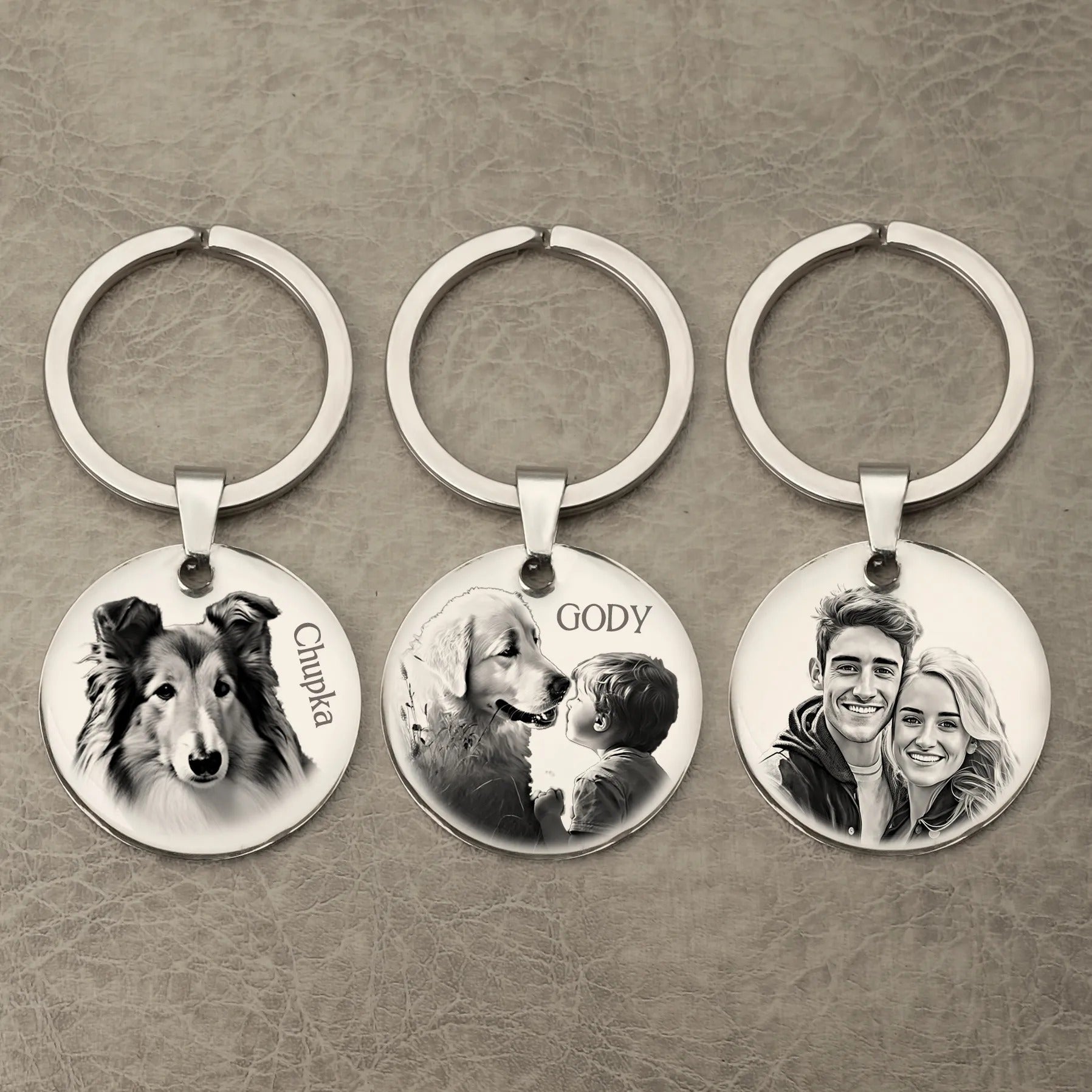 Personalized Engraved Photo and Message Keychain - Abrahamallen