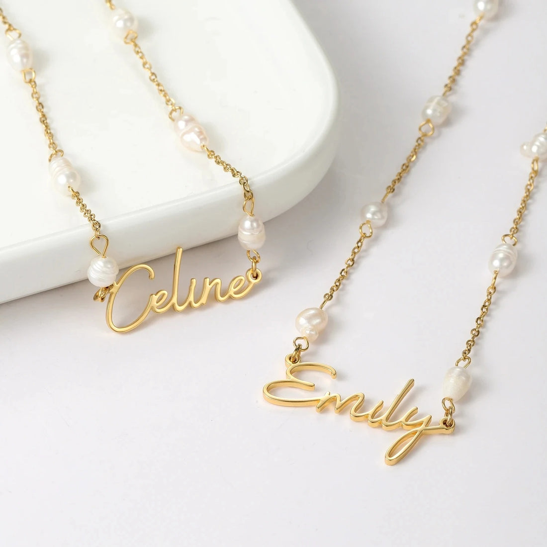 Customized Pearls Name Pendant Necklace - Abrahamallen