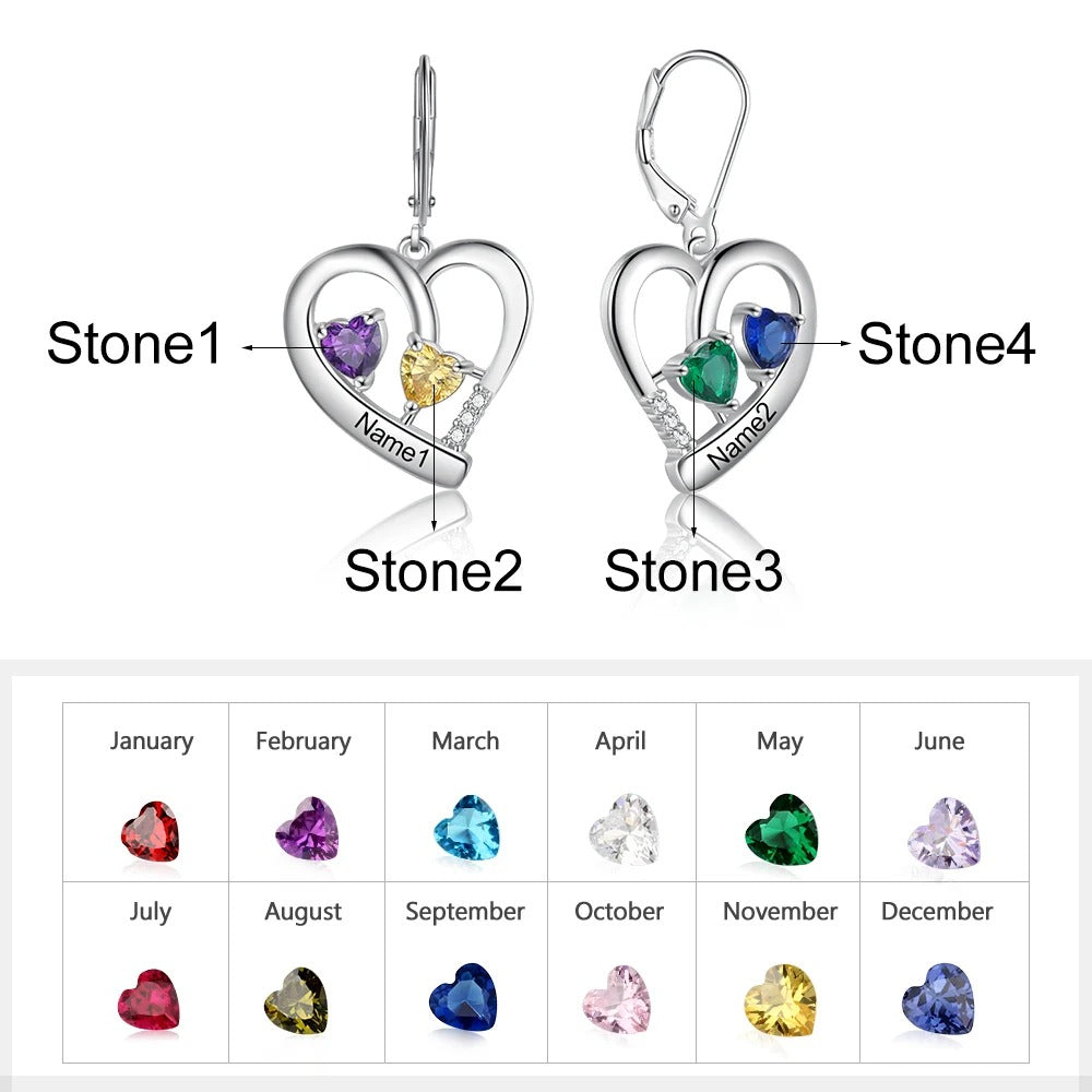 Personalized 4 Birthstone Name Earrings - Abrahamallen