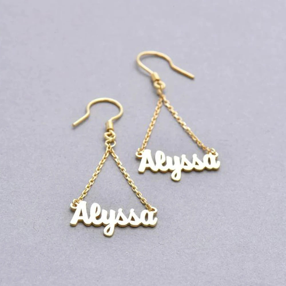 Personalized Dangling Name Earrings - Abrahamallen