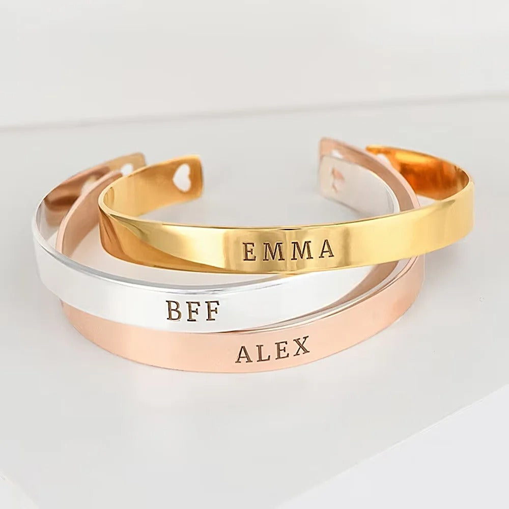 Personalized Engraveable Name Cuff Bangle - Abrahamallen