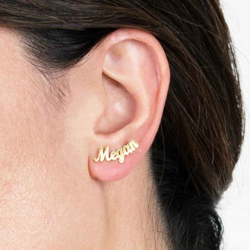 Personalized Nameplate Stud Earrings - Abrahamallen