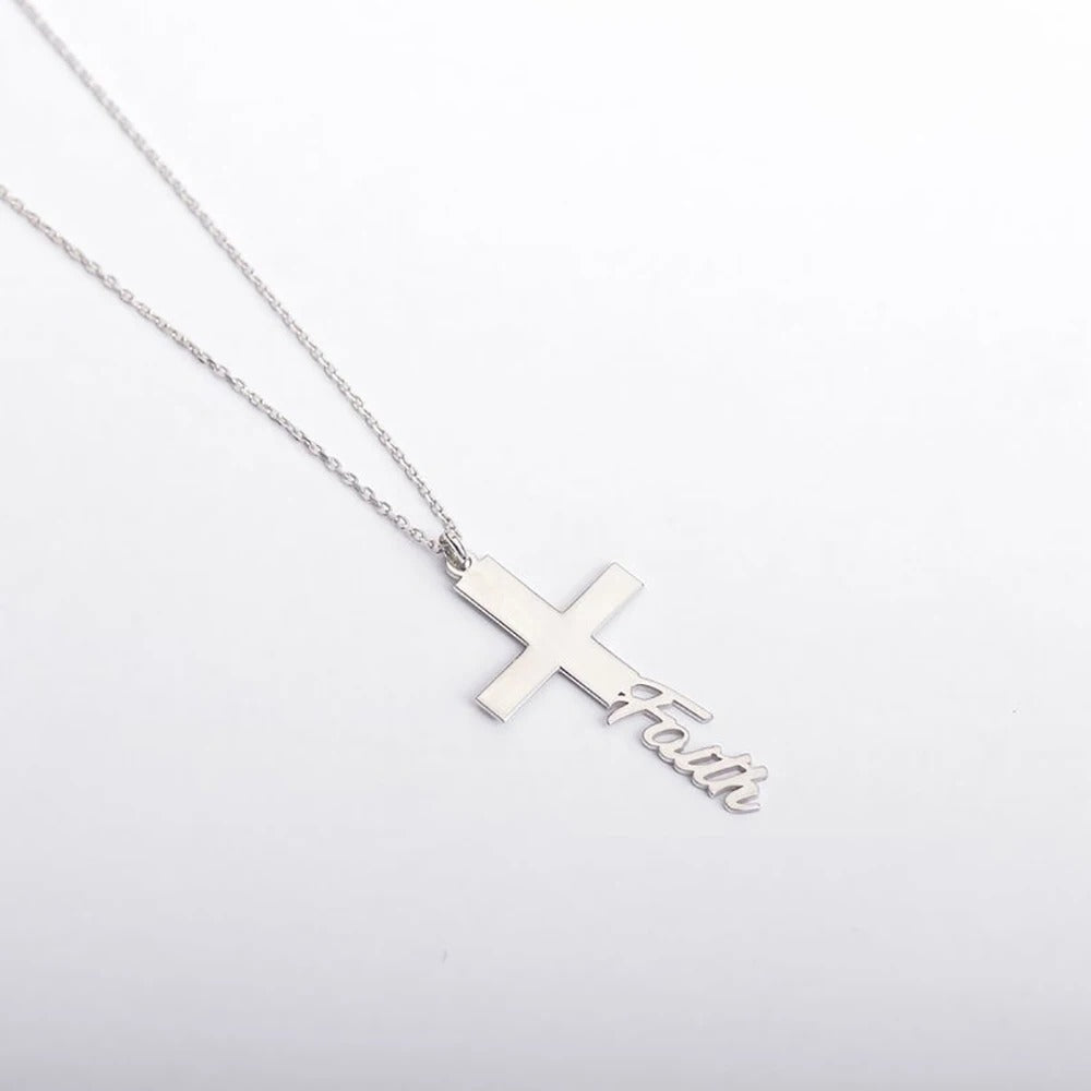 Personalised Cross Name Pendant Necklace - Abrahamallen