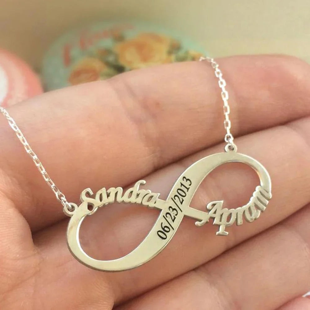 Personalized Infinity Year and Name Pendant Necklace - Abrahamallen