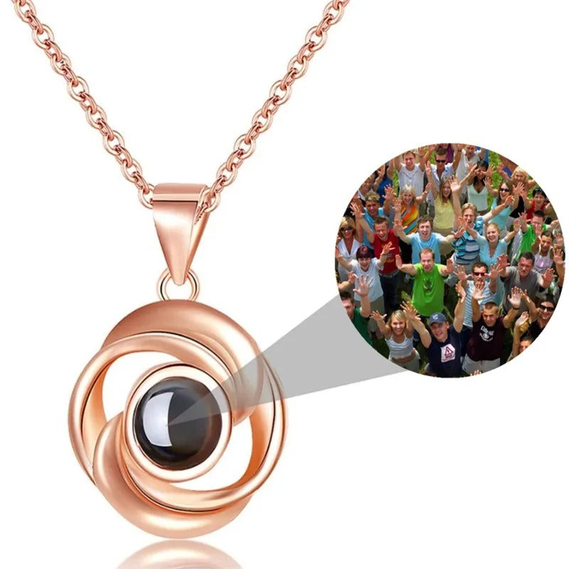 Projection Personalized Photo Flower Pendant Necklace - Abrahamallen