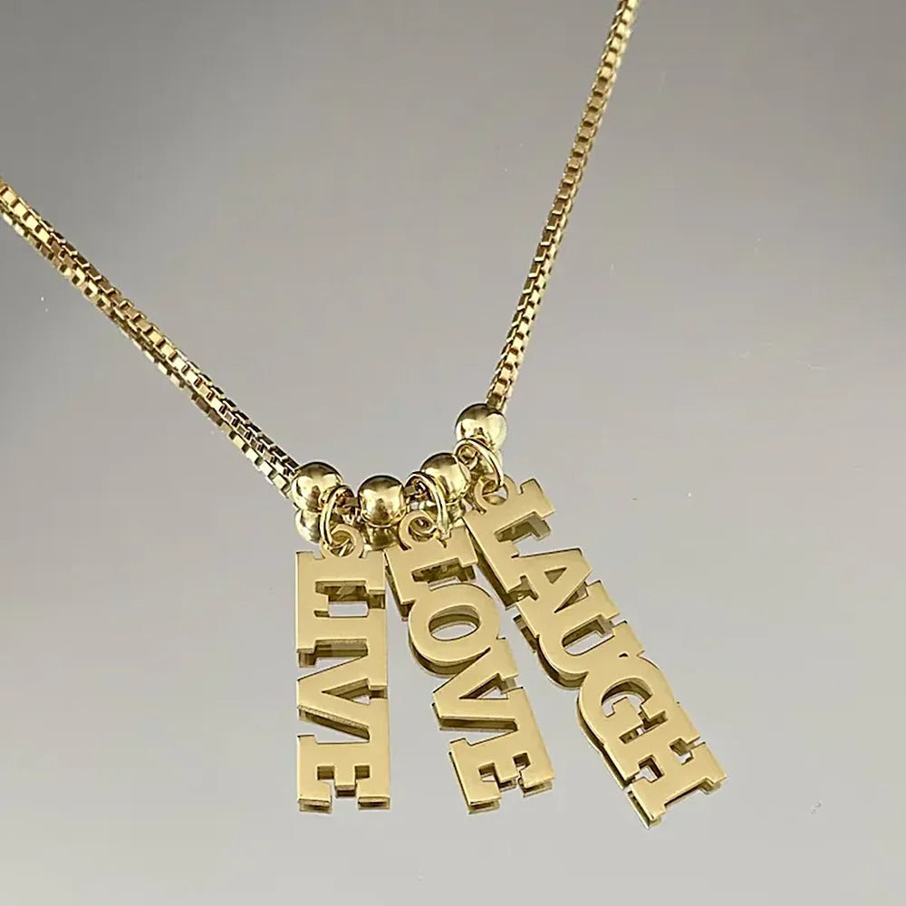 Personalized Three Name Pendants Necklace - Abrahamallen