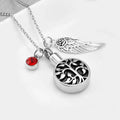 Cremation Urn with Personalized Birthstone with Angel Wing Necklace - Abrahamallen