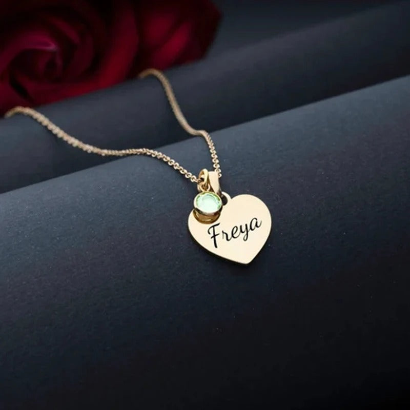 Customized Name and Birthstone Pendants Necklace - Abrahamallen