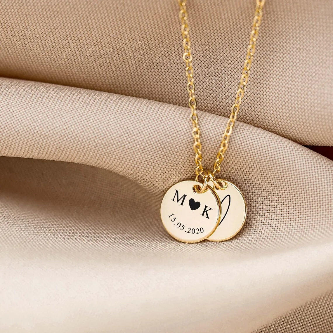 Personalized Initial Couple's Engraved Pendant Necklace - Abrahamallen