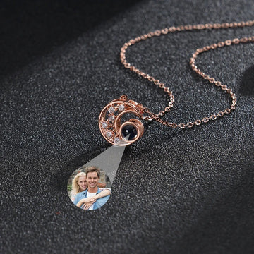 Projection Personalized Photo Moon Pendant Necklace - Abrahamallen