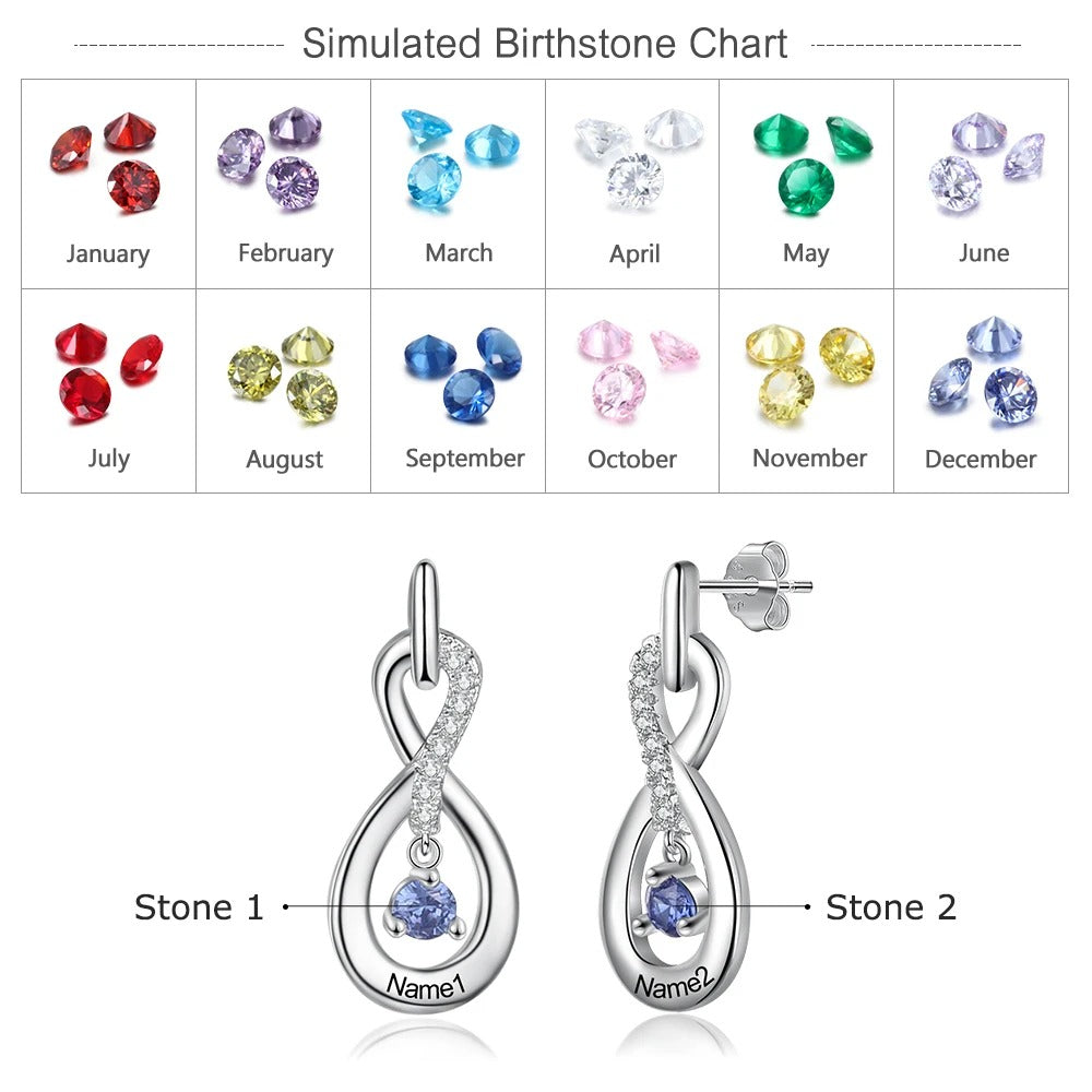 Personalized Drop Birthstone Earrings - Abrahamallen