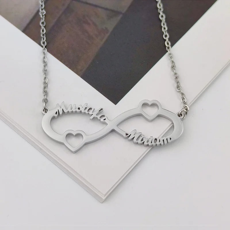 Personalized Infinity Heart Multiple Name Pendant Necklace - Abrahamallen