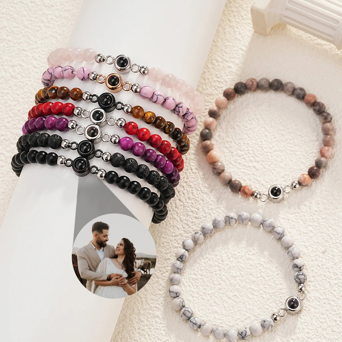 Personalized Photo Projection Beaded Bracelet - Abrahamallen