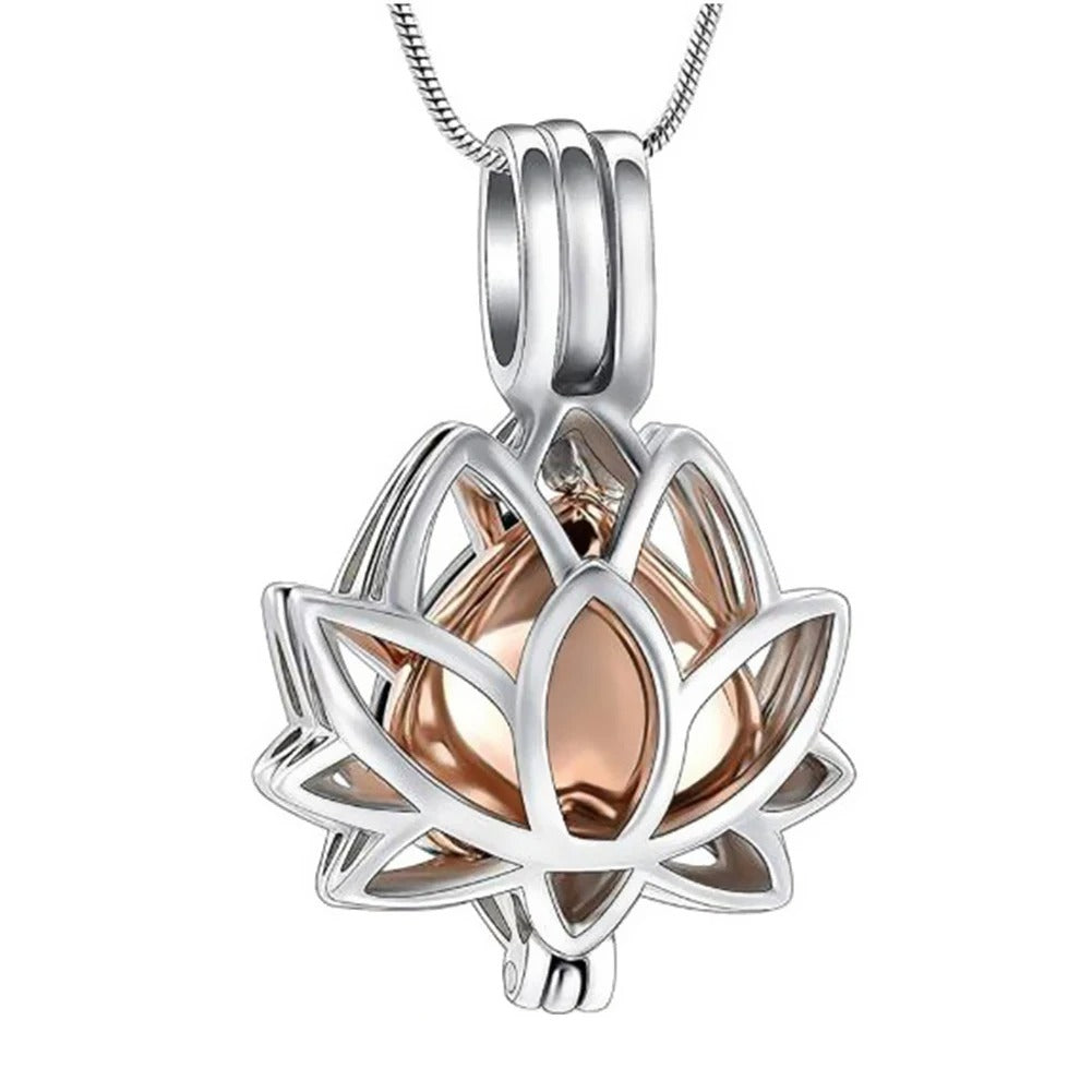 Cremation Urn Lotus Flower Keepsake Necklace - Abrahamallen