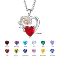 Birthstone Customized Engraveable Name Heart Pendant Necklace - Abrahamallen