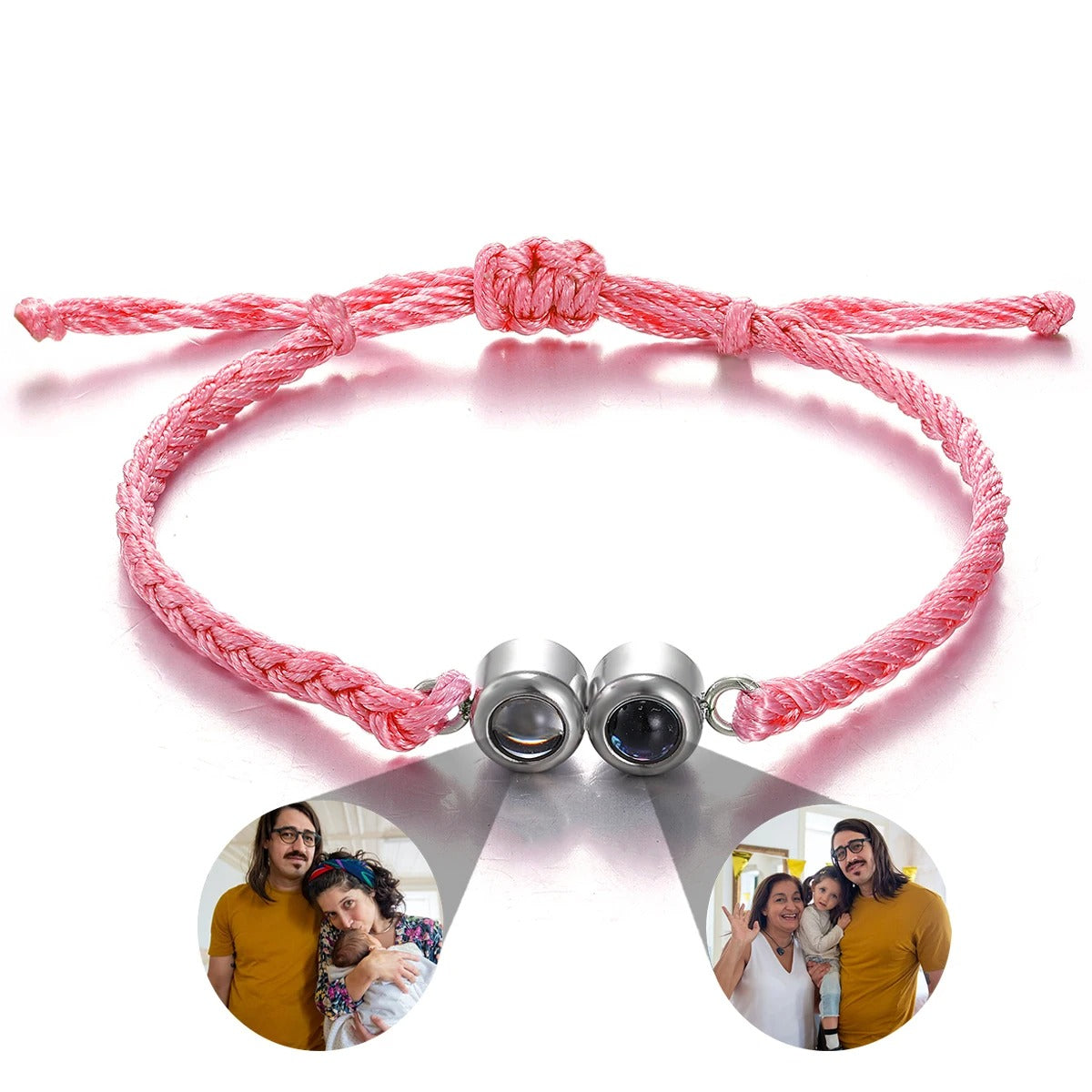 Customized Double Photo Projection Pendant Threaded Bracelet - Abrahamallen