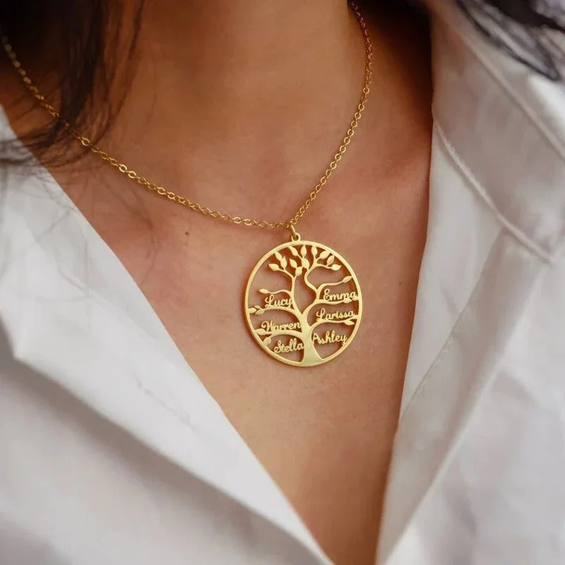 Personalized Tree of Life 1-9 Multiple Letters and Name Pendant Necklace - Abrahamallen