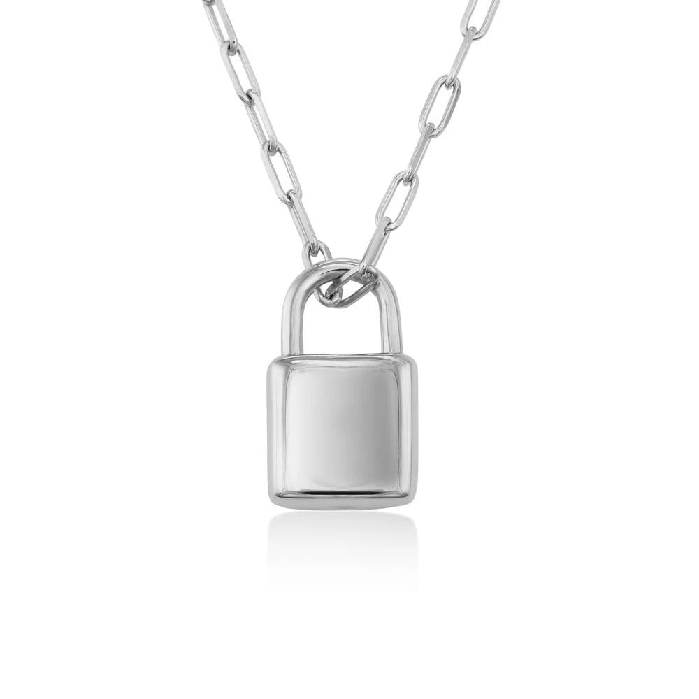 Personalized Initials Lock Pendant Necklace - Abrahamallen