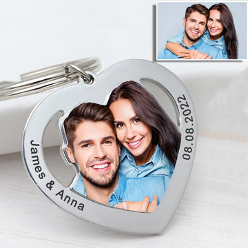 Personalized Hollowed Photo Heart Keychain - Abrahamallen