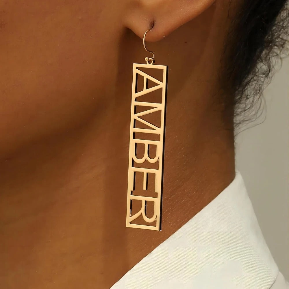 Personalized Large Name Earrings - Abrahamallen