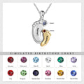 Customized Engraveable Name and Birthstone Pendant Necklace - Abrahamallen