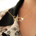 Personalized Cursive 2-Name Heart Pendant Necklace - Abrahamallen