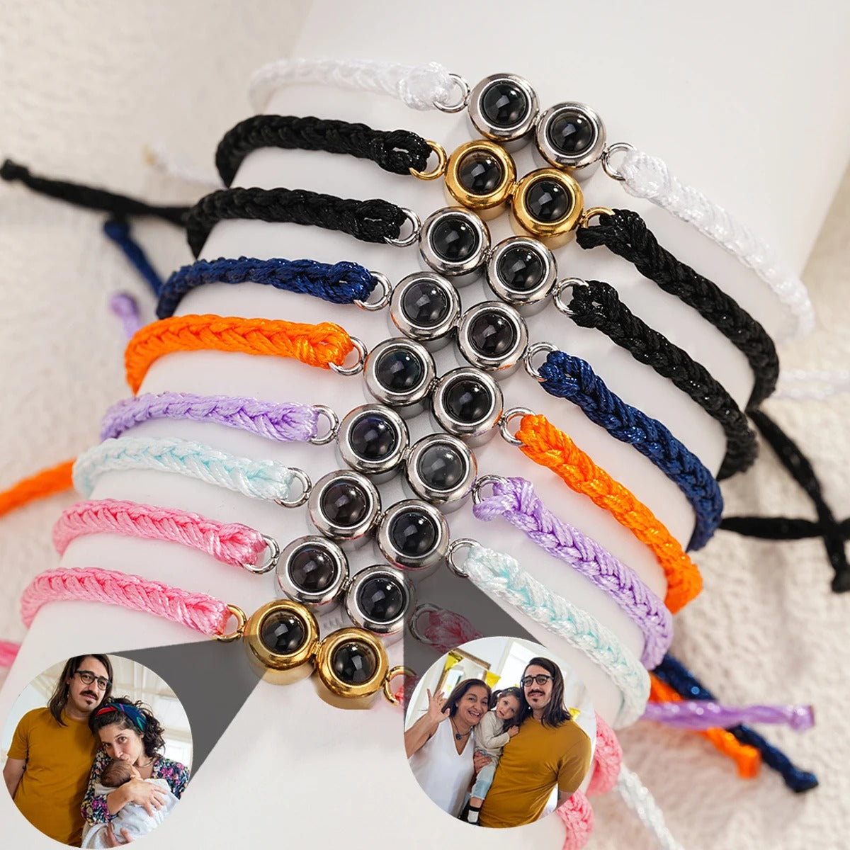 Customized Double Photo Projection Threaded Bracelet - Abrahamallen