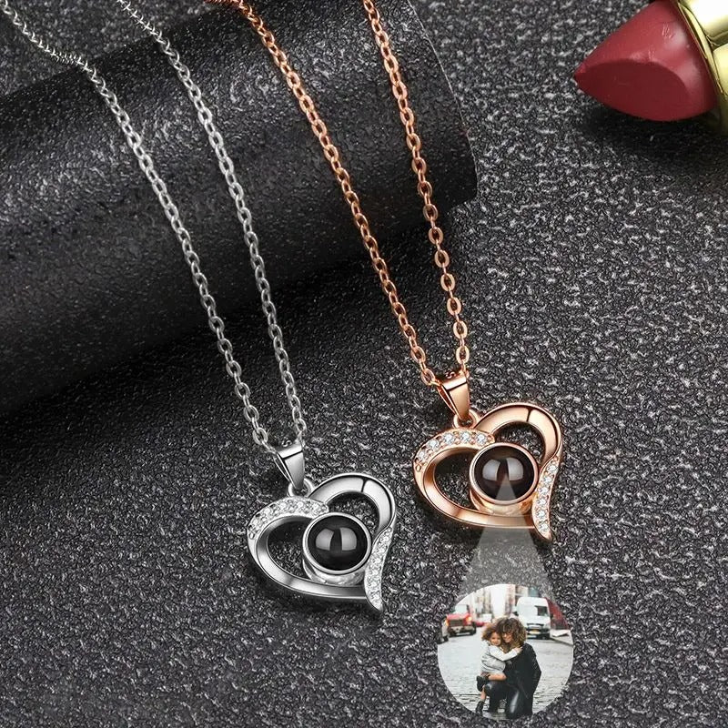 Projection Personalized Photo Pendant Necklace in Sterling Silver - Abrahamallen