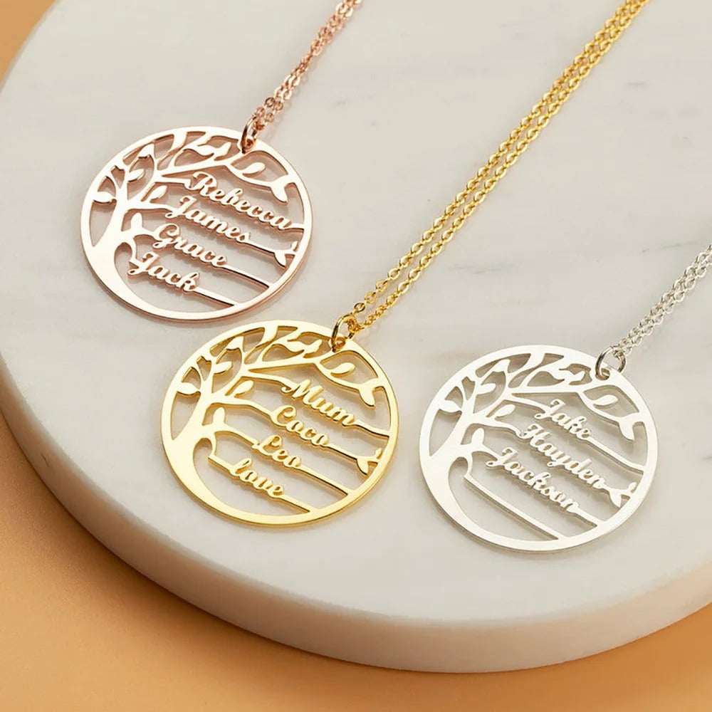 Personalized Tree of Life Name Pendant Necklace - Abrahamallen