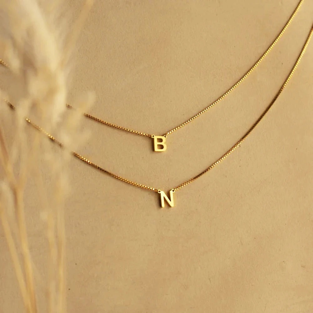 Personalized Double Rows Initial Pendants Necklace - Abrahamallen