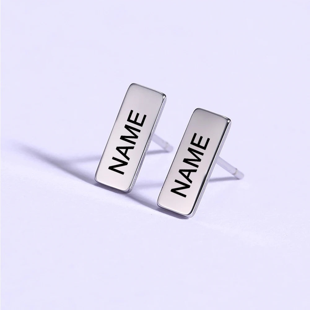 Personalized Name Rectangular Earrings - Abrahamallen