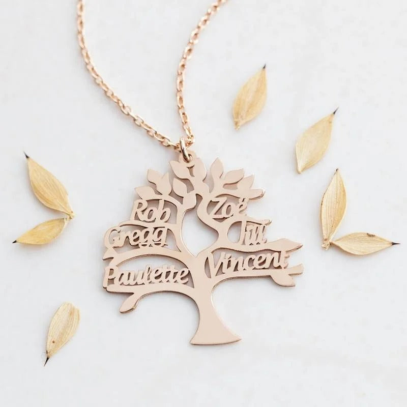 Personalized Tree of Life 1-6 Multiple Letters and Name Pendant Necklace - Abrahamallen