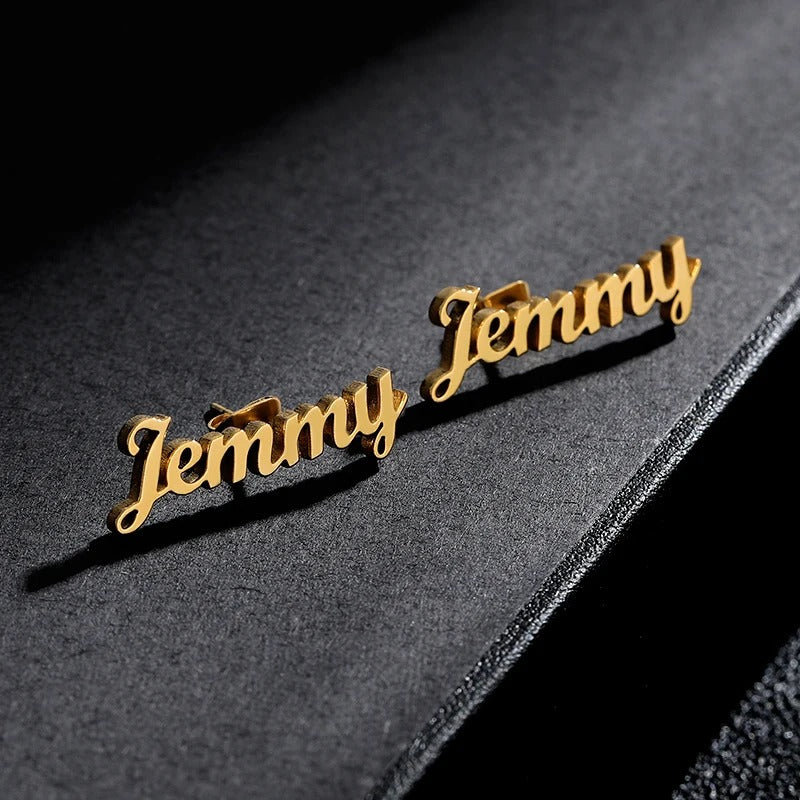 Personalized Nameplate Stud Earrings - Abrahamallen