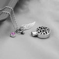 Cremation Urn with Personalized Birthstone with Angel Wing Necklace - Abrahamallen