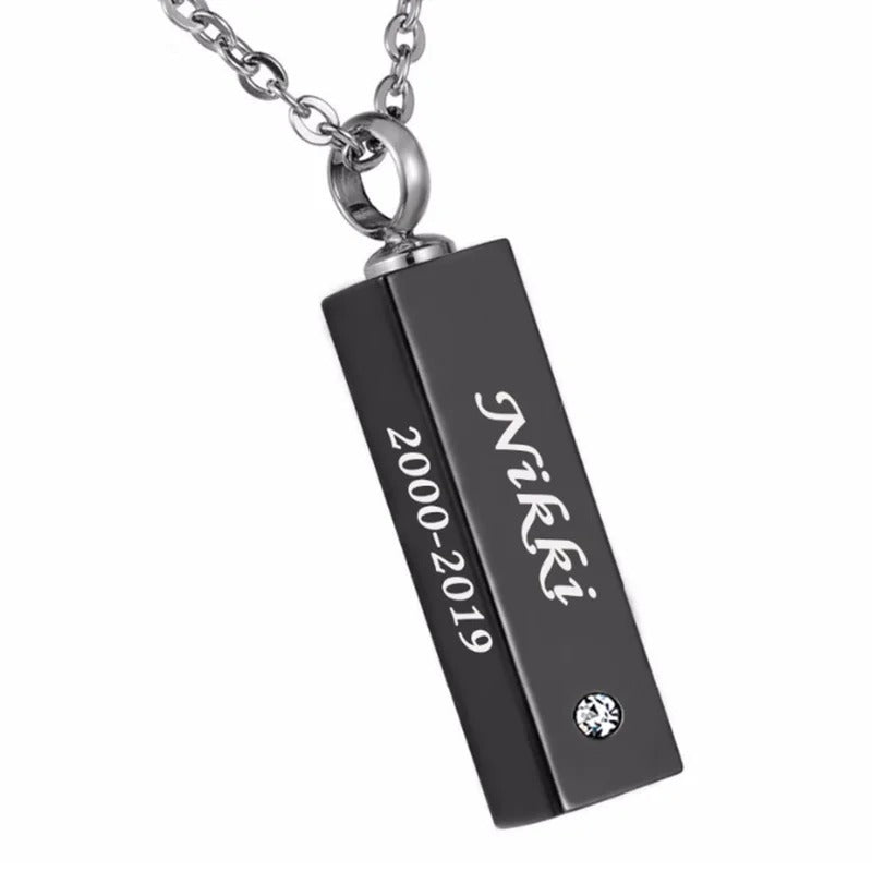 Personalized Cremation Urn Cube Keepsake Necklace - Abrahamallen