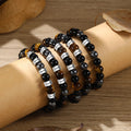 Personalized Name Engraved Obsidian Tiger Eye Stone Beaded Bracelets - Abrahamallen