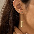 Personalized Dangling Birthstone Earrings - Abrahamallen