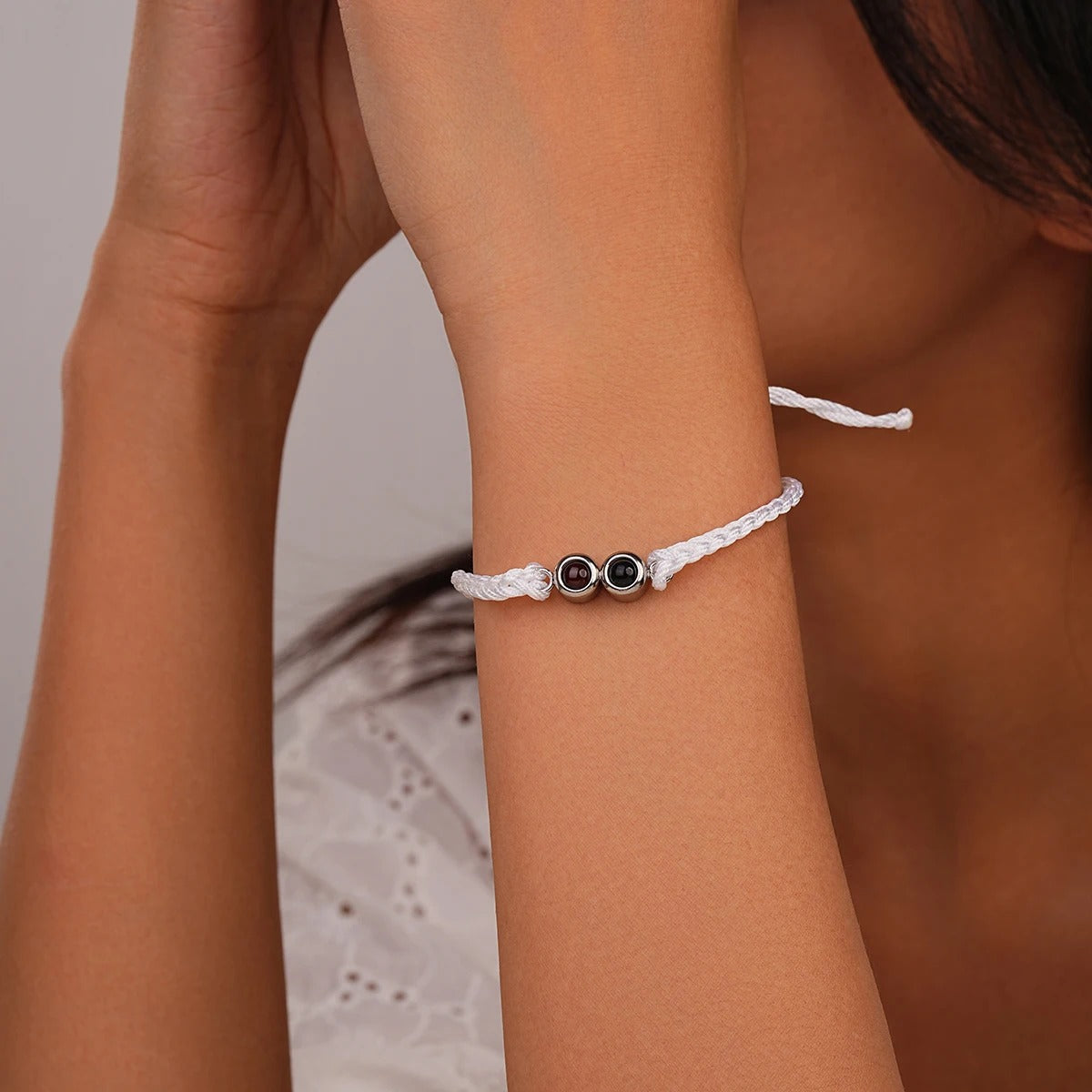 Customized Double Photo Projection Threaded Bracelet - Abrahamallen