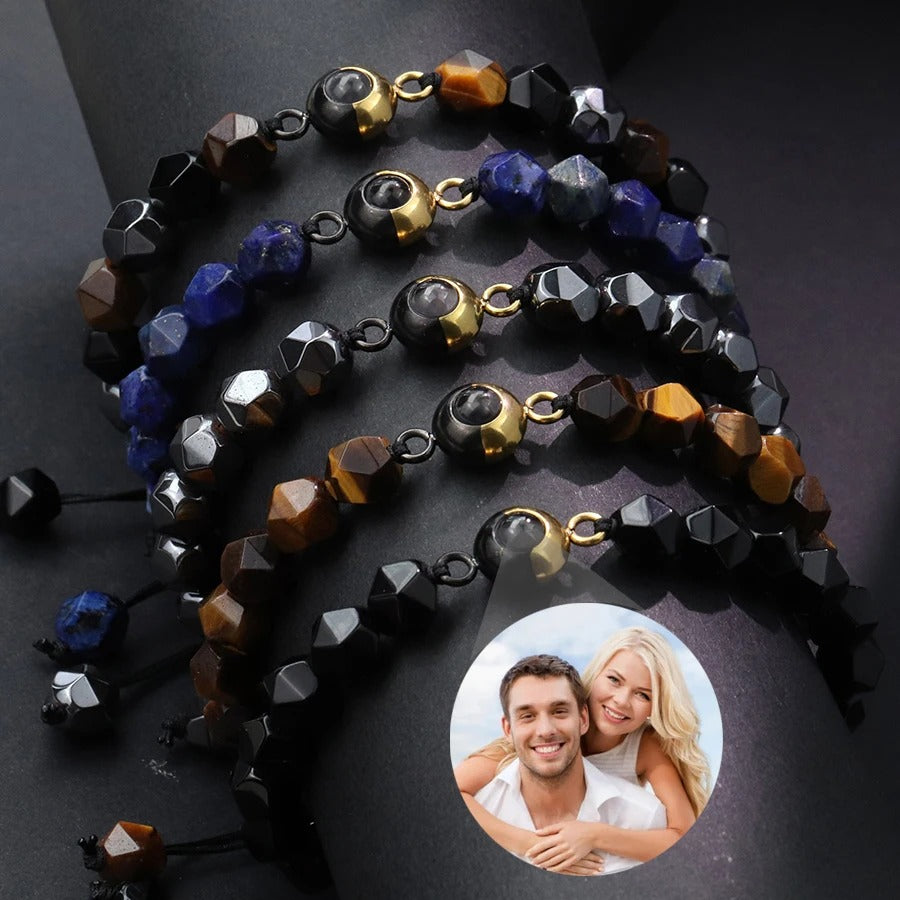 Tiger Eye Natural Beads Photo Projection Bracelet - Abrahamallen