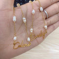 Customized Pearls Name Pendant Necklace - Abrahamallen