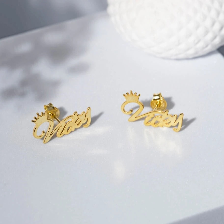 Personalized Name Stud Earrings - Abrahamallen