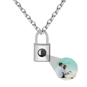 Projection Personalized Photo Padlock Pendant Necklace - Abrahamallen