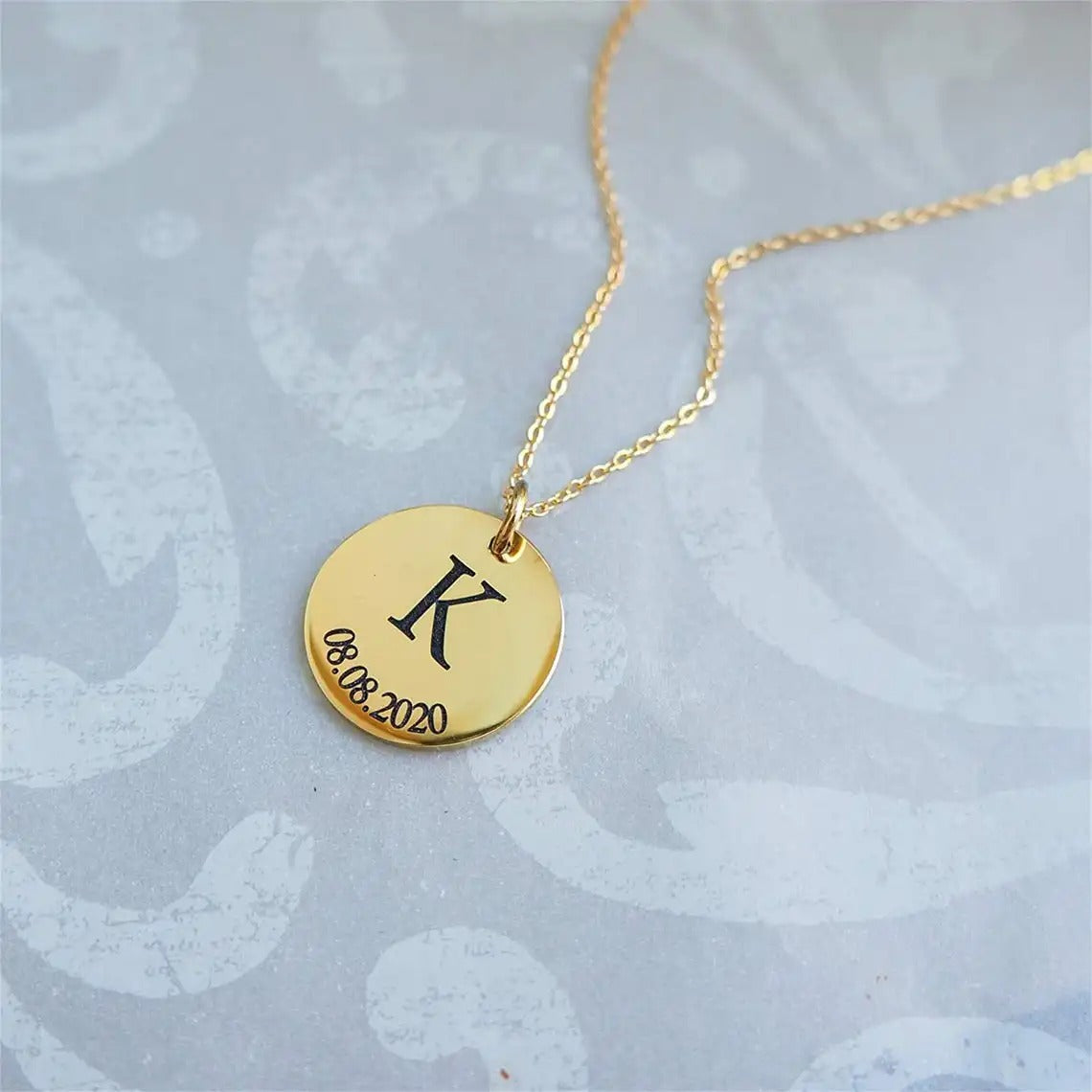 Personalized Initials and Dates Pendant Necklace - Abrahamallen